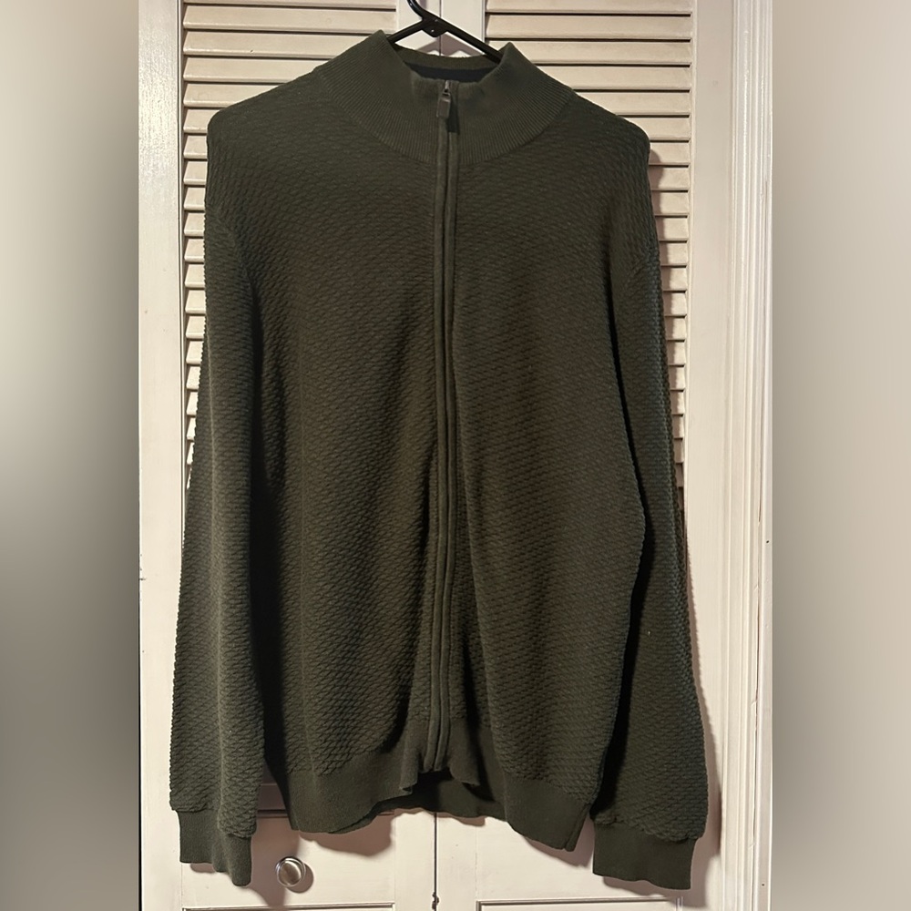 Cardigan Sweater Jacket Full Zip Pima Cotton Green Jos A Bank M